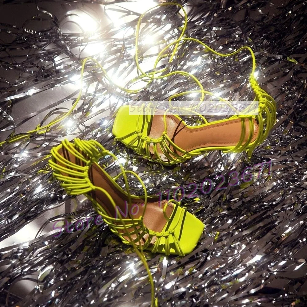 Crossfit Lady - Chic Corded Lace-up Caged Sandals Women