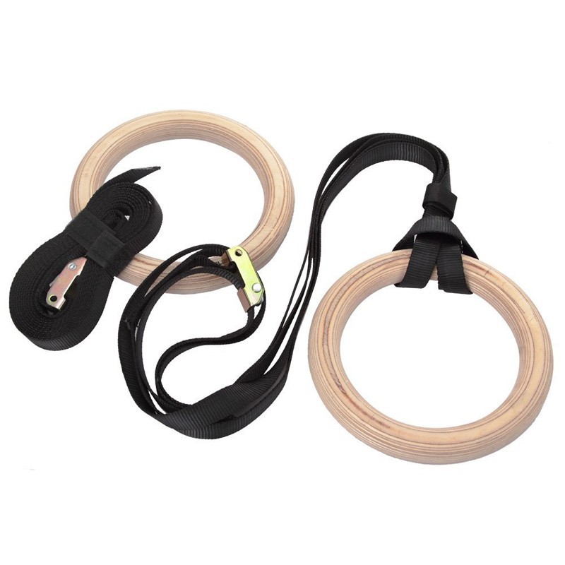 Gymnastic Ring Wood - Fitness Gymnastic Rings with Adjustable Long