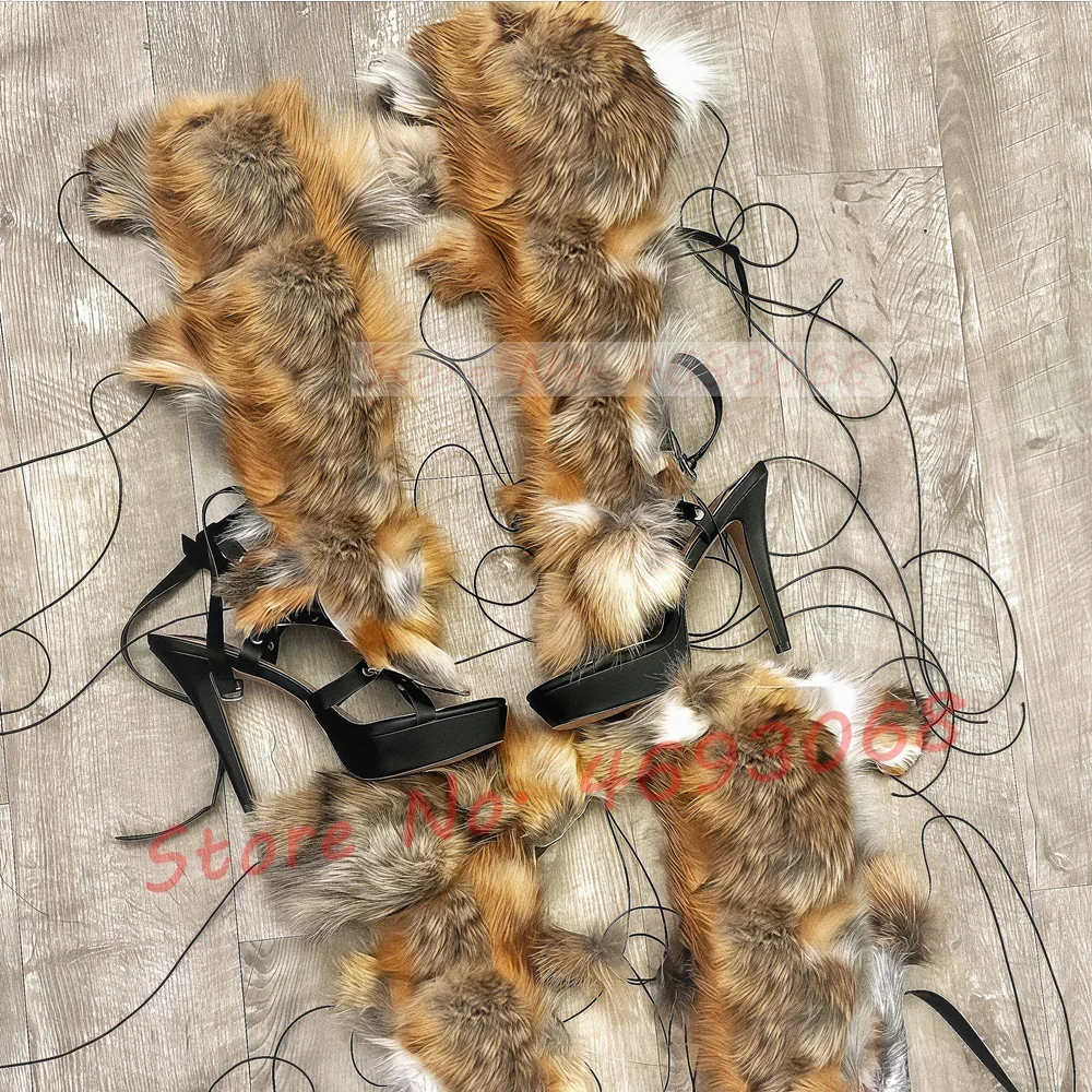 Real Fur Wrap Cross Tied Platf - Crossfit Lady recension och pris