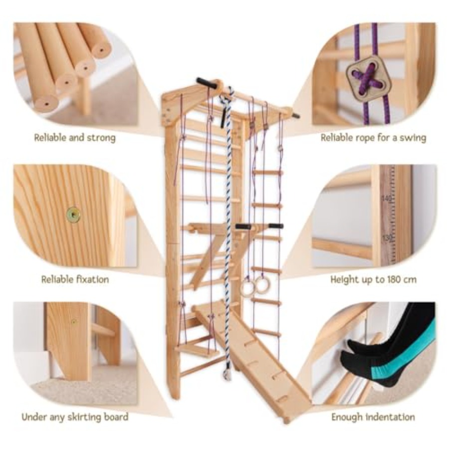 Swedish Ladder Wall Bars for h - Gymnastic Ring Wood recension och pris