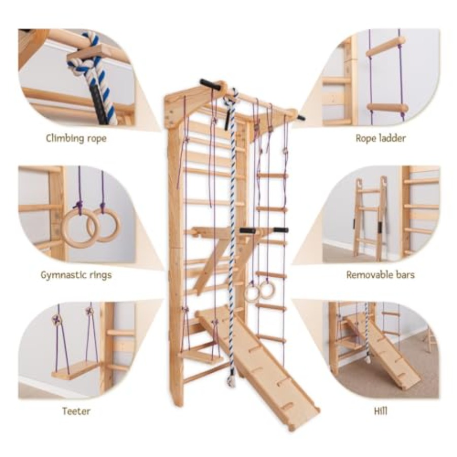 Swedish Ladder Wall Bars for h - Gymnastic Ring Wood recension och pris