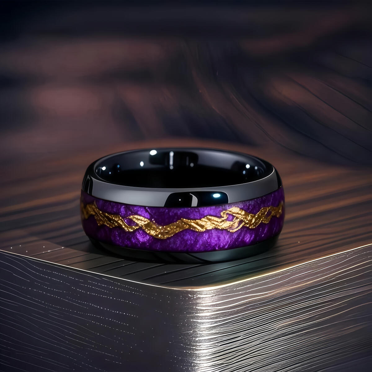 Fashion Black Men Stainless St - Gymnastic Ring Wood recension och pris