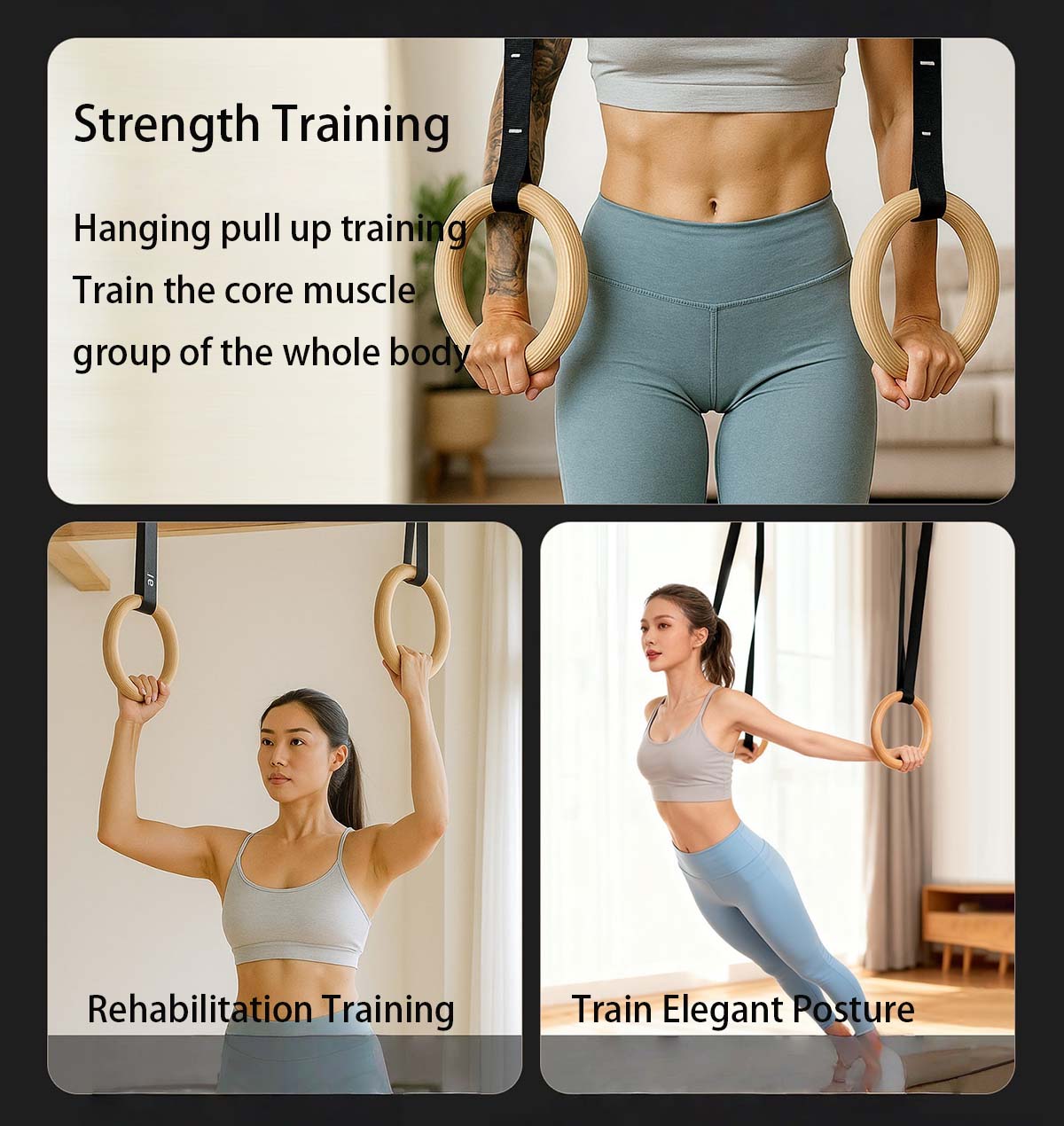 Adjustable Wood Gymnastics Rin - Gymnastic Ring Wood recension och pris